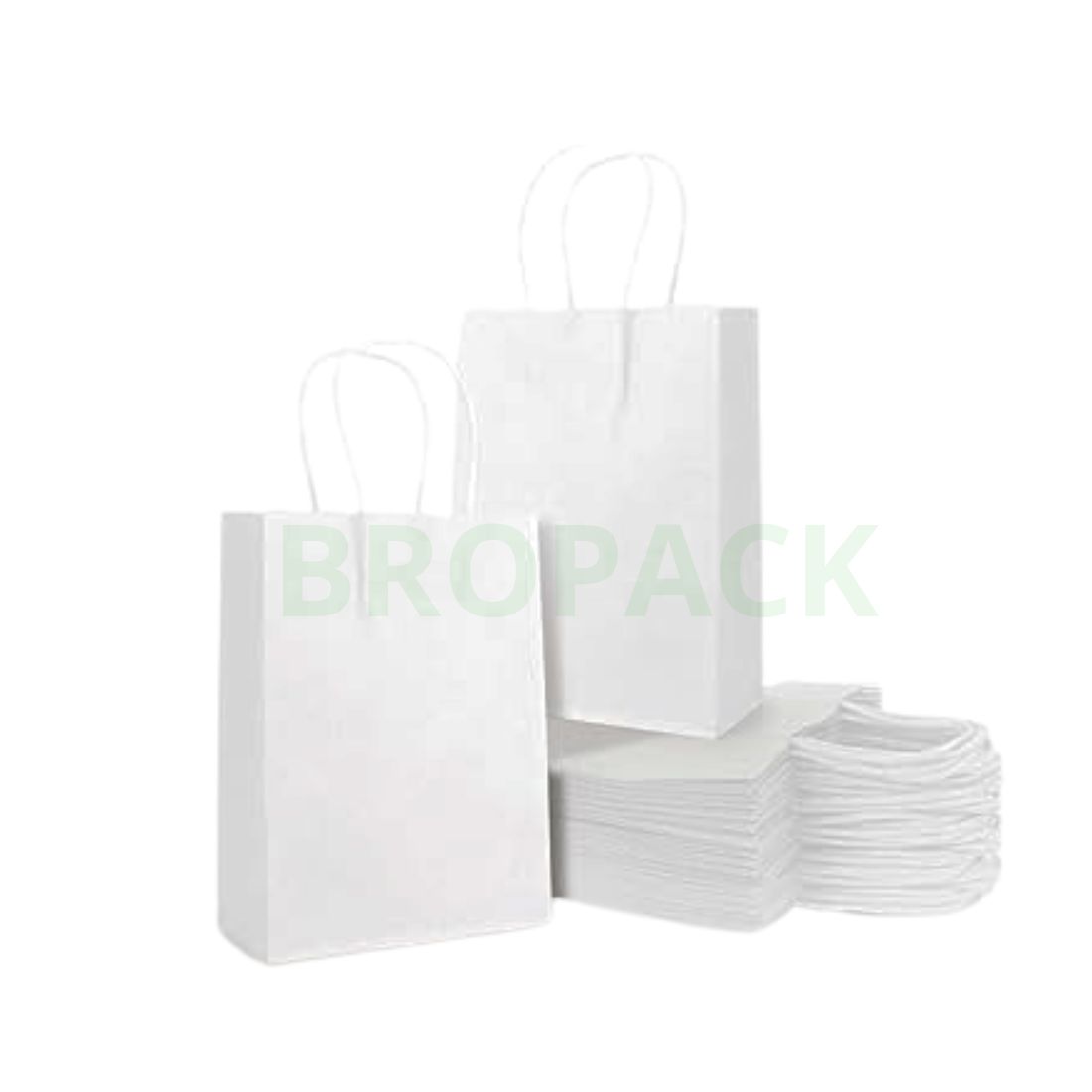 Sac papier Kraft Blanc à poignées torsadée - Image 2