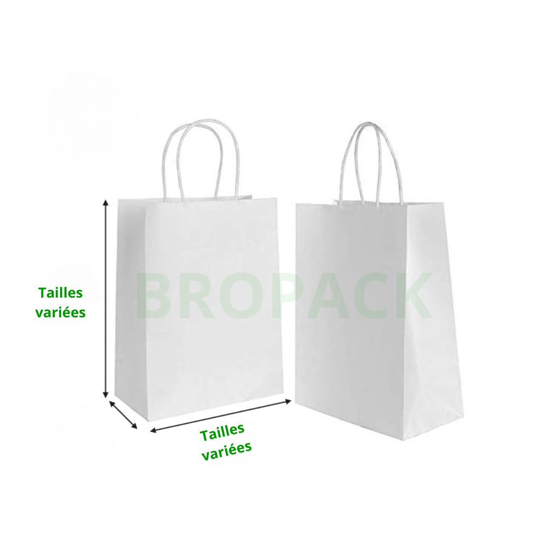 Sac papier Kraft Blanc à poignées torsadée