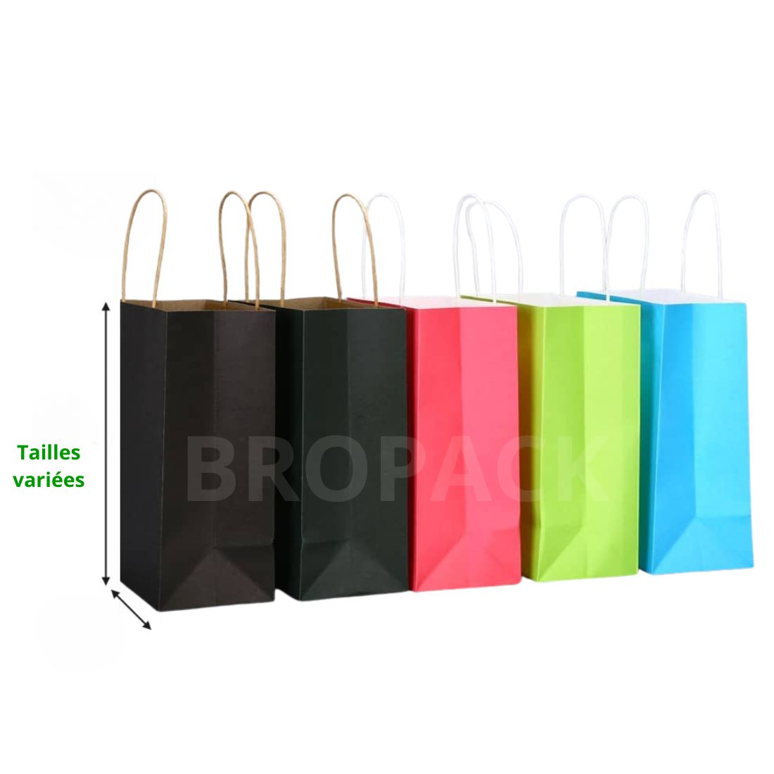 Sac papier Kraft coloré à poignées torsadées