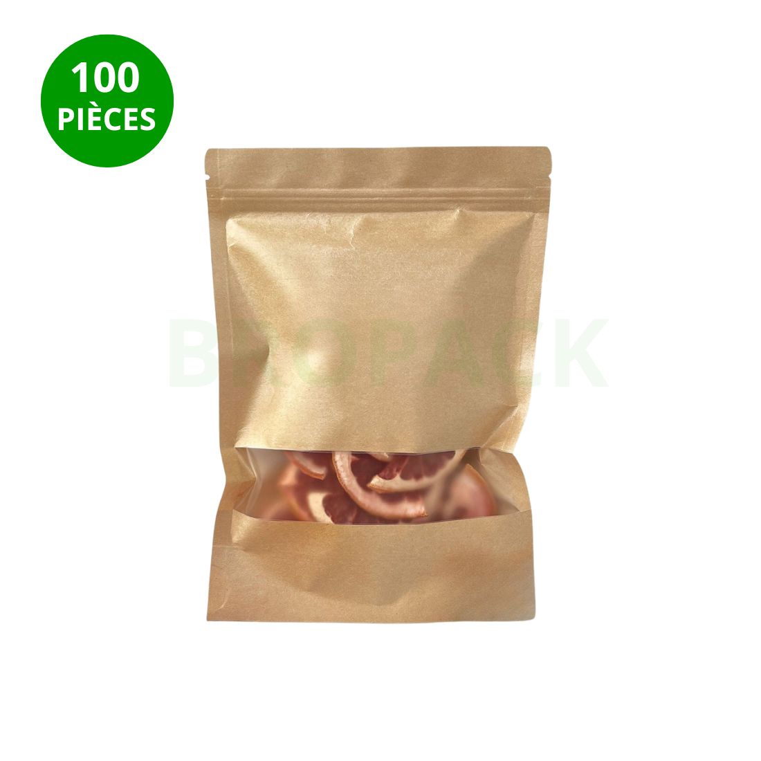 Sachet Doypack Kraft avec Fenêtre et Zip